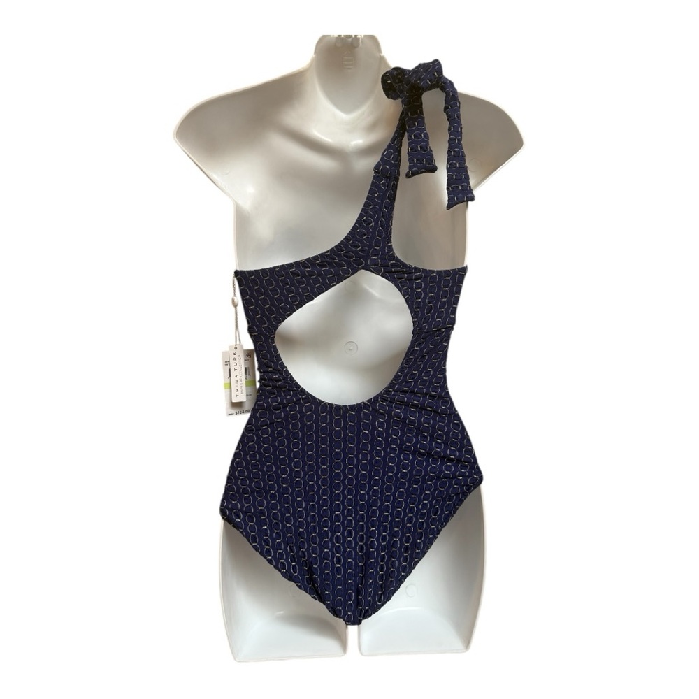 Elegant Navy One-Shoulder Trina Turk Swimsuit Small NWT - Picture 3 of 4